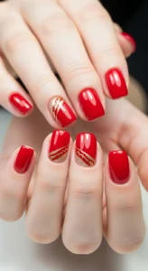 Short Cherry Red With Gold Accents