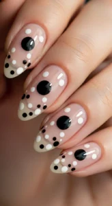 Simple Black and White Dot Nails