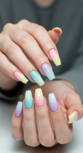 Soft Pastel Rainbow Acrylic Nails