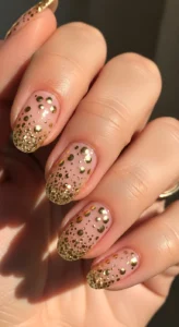 Sparkly Gold Dot Cute Nail Art