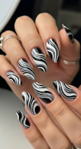 Swirly Black and White Marble Design