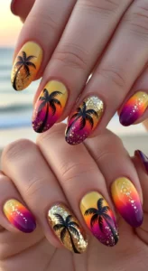 Tropical Sunset Trendy Nails