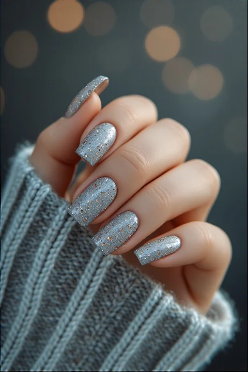 Velvet Glitter French Tip Nails