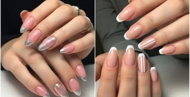 almond french tip nails