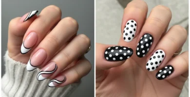 black and white nails