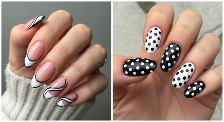 black and white nails