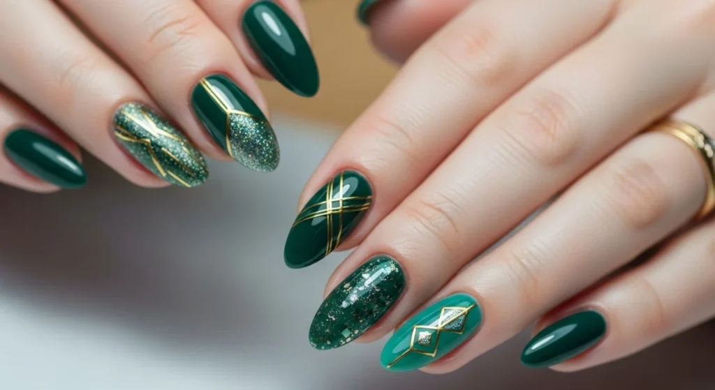 dark green nails