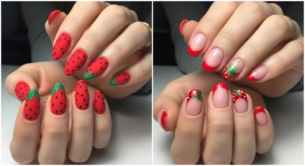 strawberry nails