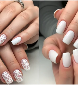 white nails with designs