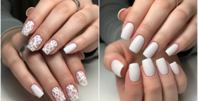 white nails with designs