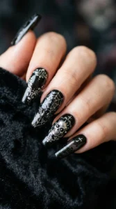 01. Glossy Black Gothic Nails