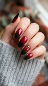 02. Red and Black Ombre Nails