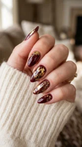 Deep Burgundy and Gold Foil