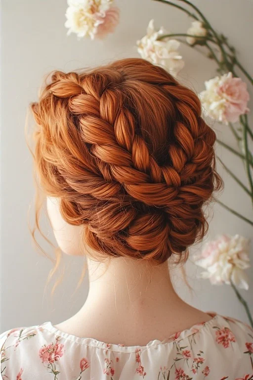 Auburn Glow Hairstyle Braided Crown