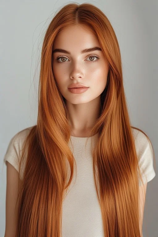Auburn Glow Hairstyle Sleek Straight Look