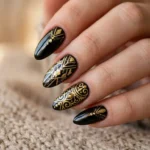 Black And Gold Nails