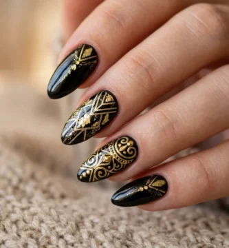 Black And Gold Nails