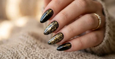 Black And Gold Nails