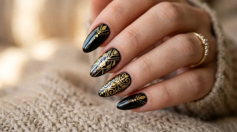 Black And Gold Nails