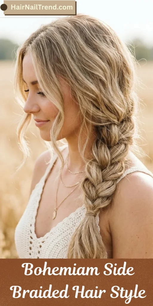 Bohemiam Side Braided Hair Style