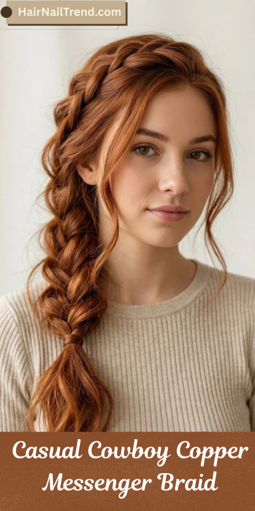 Casual Cowboy Copper Messenger Braid