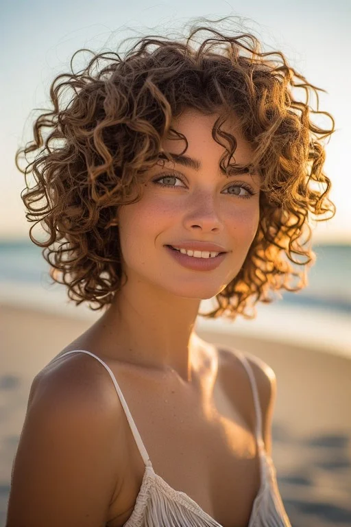 Curly Bixie Cut Hairstyle Bouncy Style