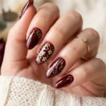 Dark Cherry Red Nails