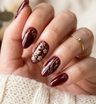 Dark Cherry Red Nails