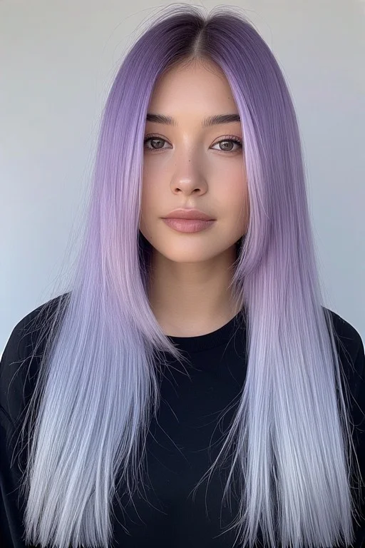 Lavender to Silver Melt Hair Look