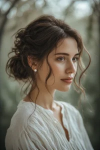 Messy Bun with Face-Framing Tendrils