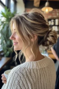 Messy Low Bun with Tendrils