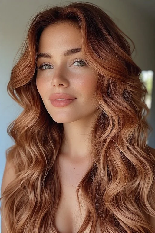 Red to Rose Gold Melt Hair Idea