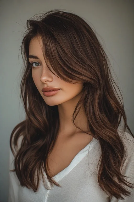 Side-Swept Gucci Bangs Hairstyle Chic Look
