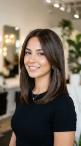 Sleek and Straight Layered Lob Glow