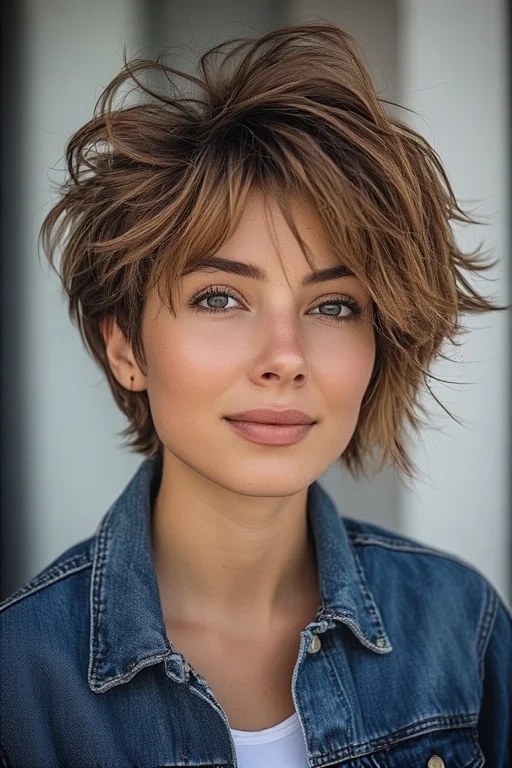 Textured Bixie Cut Hairstyle Messy Look